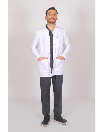 Beyaz Laboratuvar Önlüğü Uzun Kol Hakim Yaka - Beyaz
